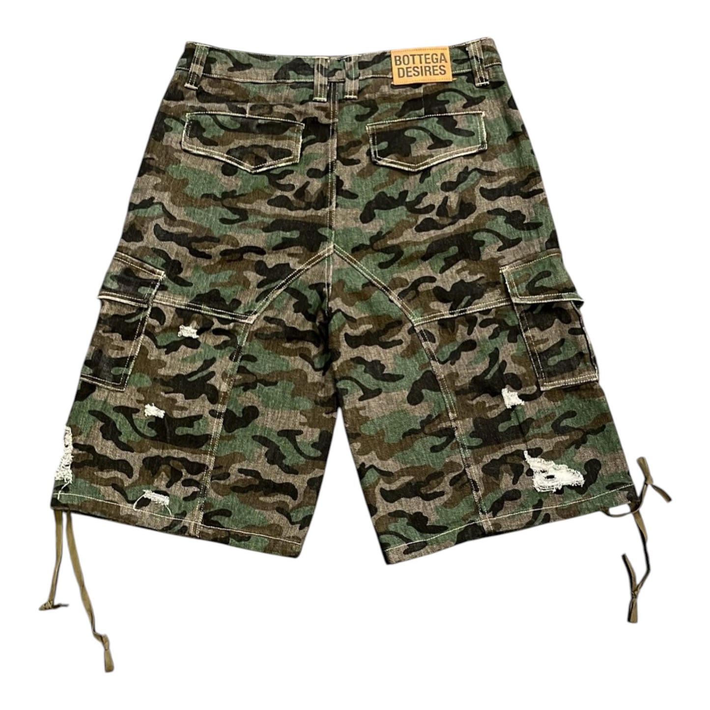 Bottega Desires Camo Cargo Shorts