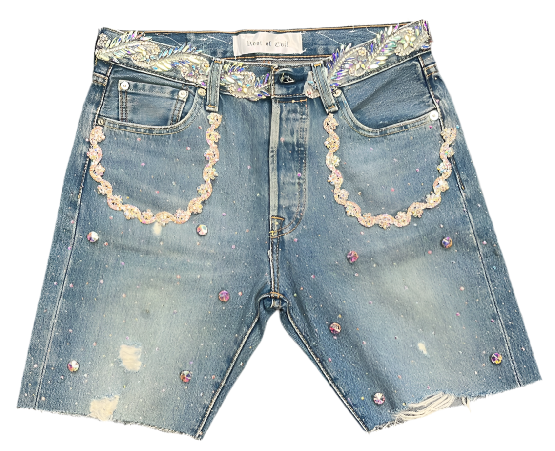 Root Of Evil Custom Iridescent Jorts